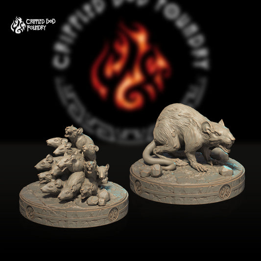 Giant Rat and Rat Swarm (Digital, STL files)