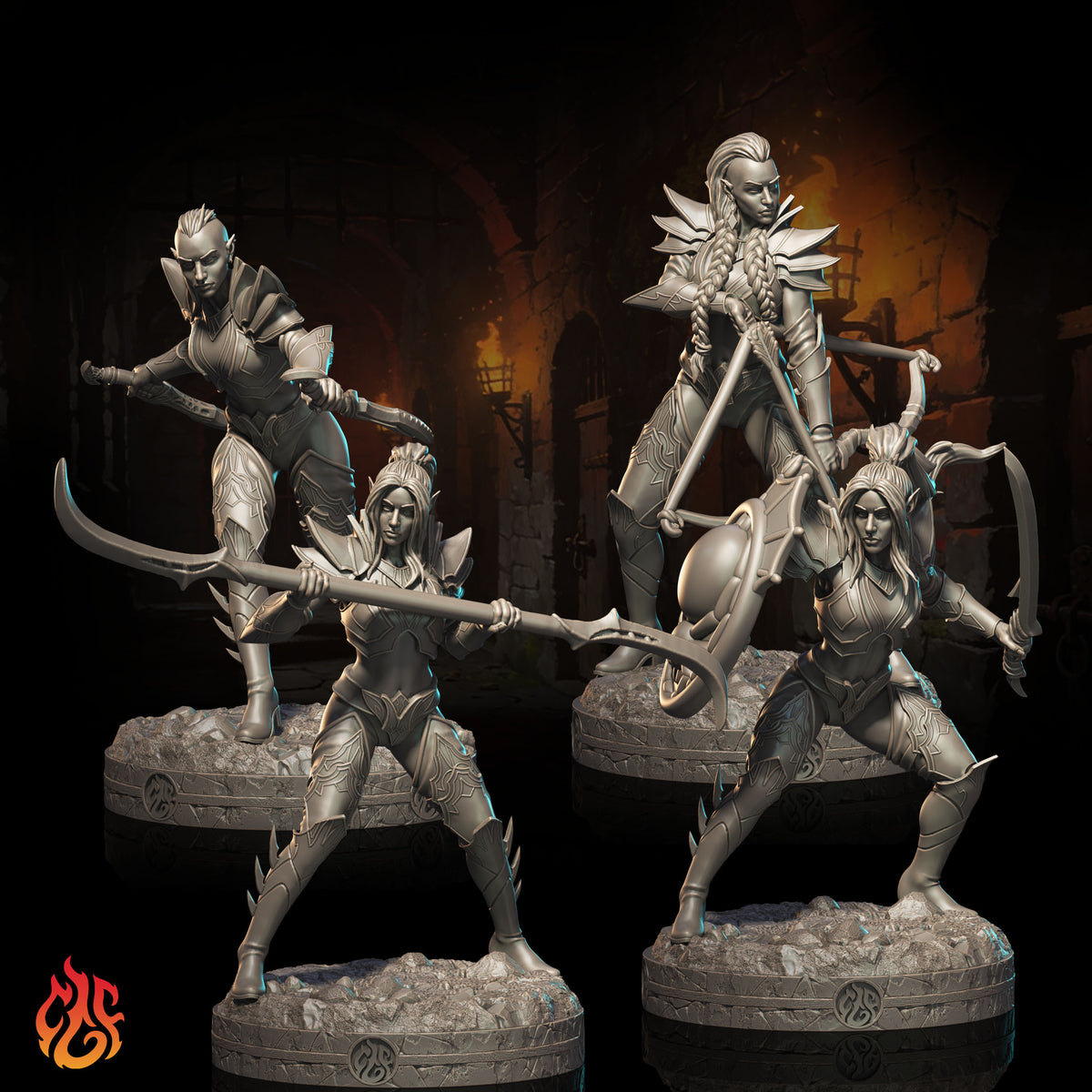 Drow Elf Warriors (Digital, STL files)