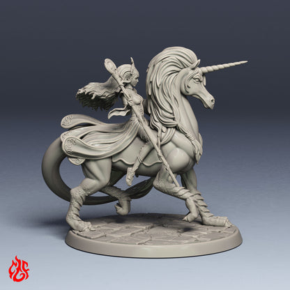 Naesala, Elf Wizard mounted on Unicorn