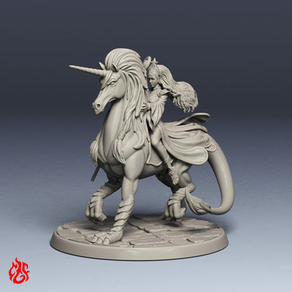 Naesala, Elf Wizard mounted on Unicorn