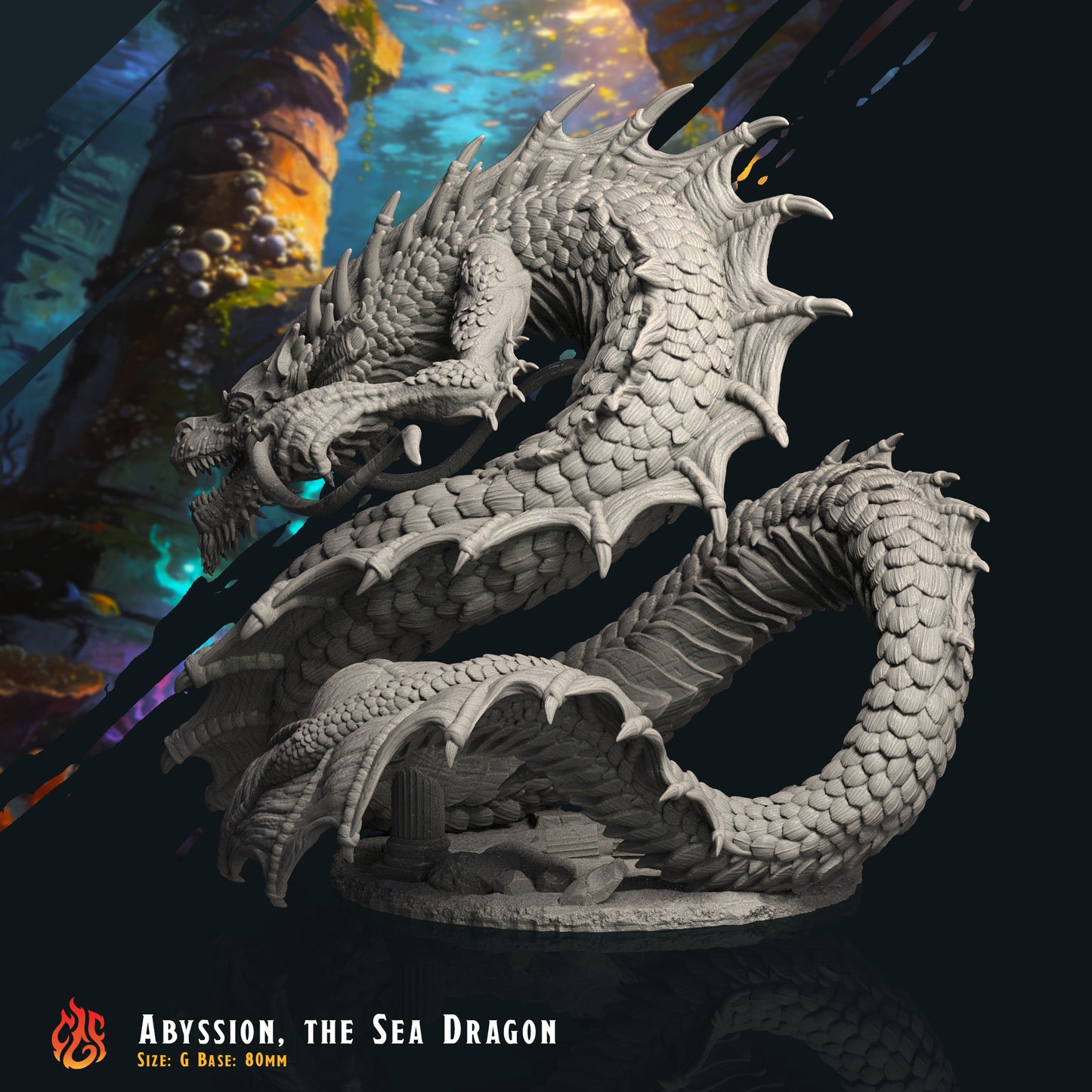 Abyssion, el Dragón Marino (Digital, archivos STL)