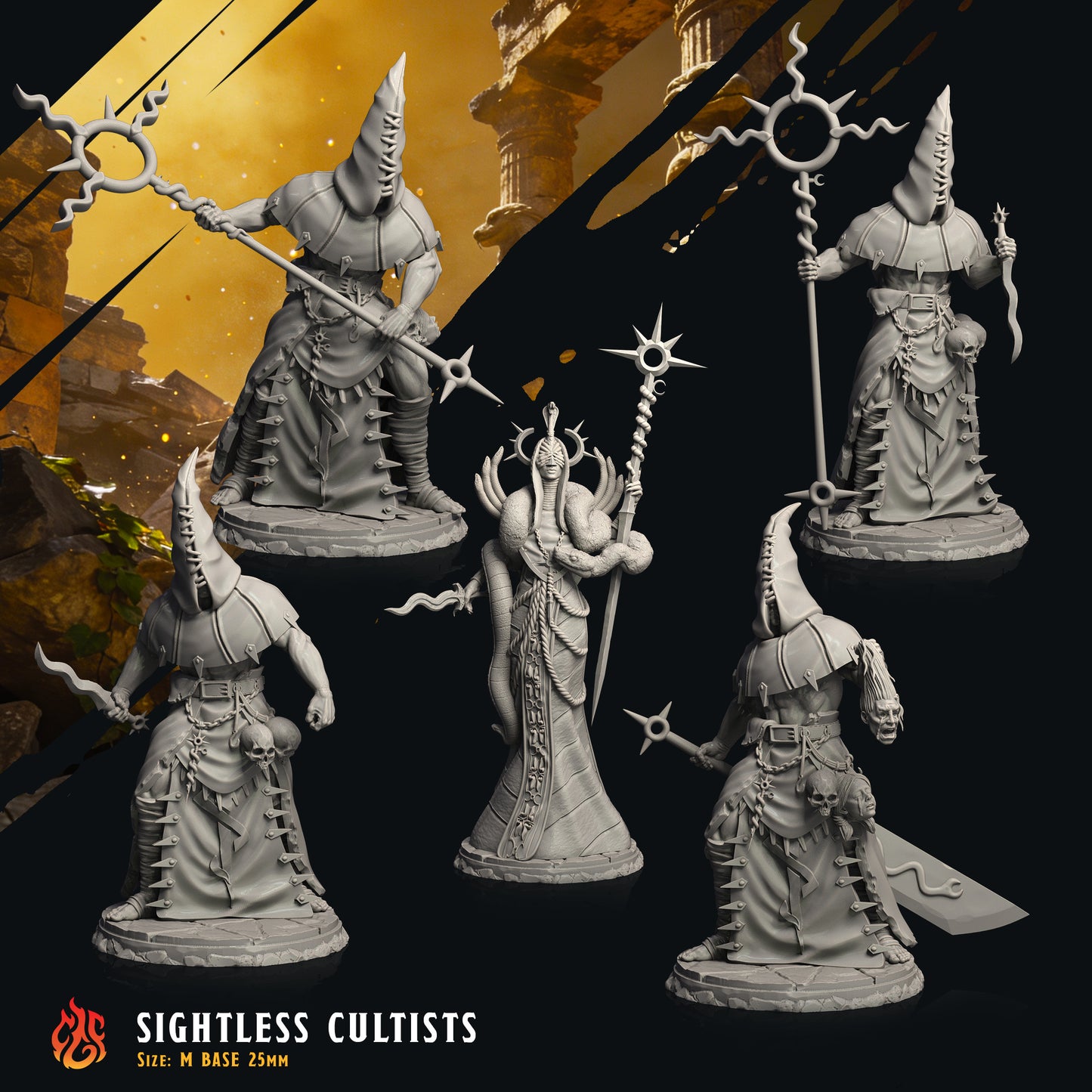 Sightless Cultist and Sister Yllene the Unseen (Digital, STL files)