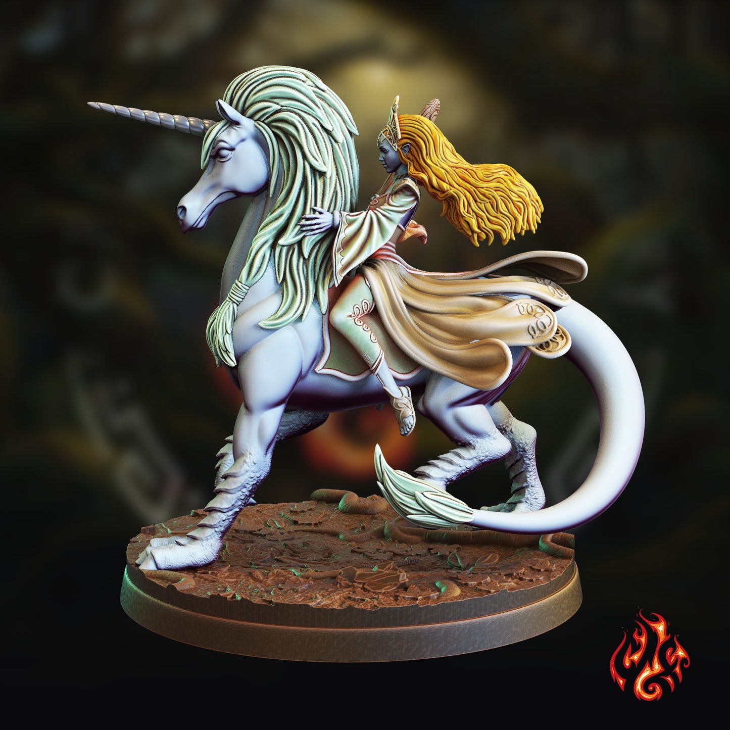 Naesala, Elf Wizard mounted on Unicorn