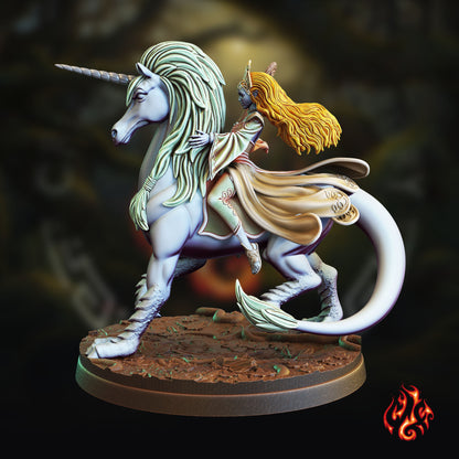 Naesala, Elf Wizard mounted on Unicorn