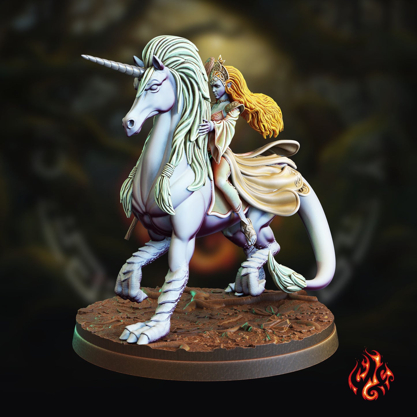 Naesala, Elf Wizard mounted on Unicorn
