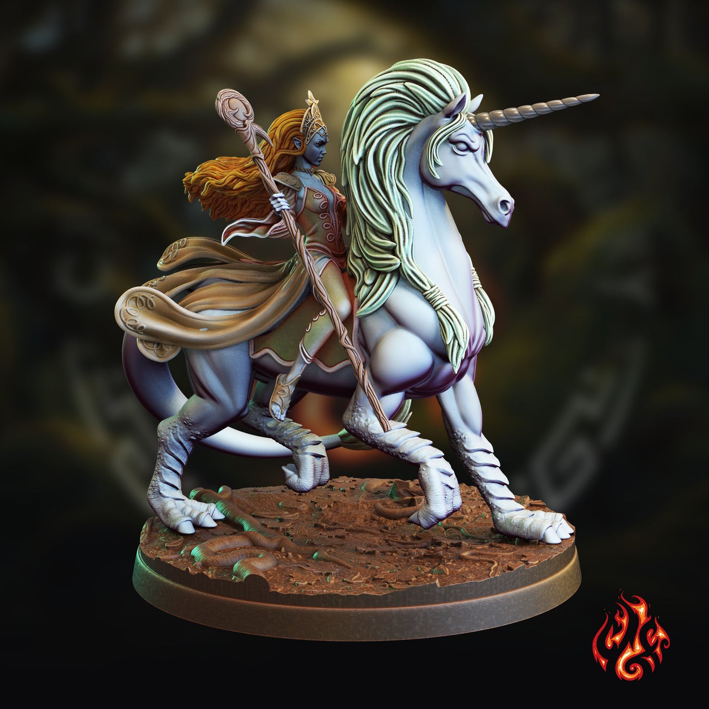 Naesala, Elf Wizard mounted on Unicorn